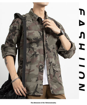 Classic Safari Camo Style Patch Pocket Jacket , - Streetwear Jacket - Slick Street