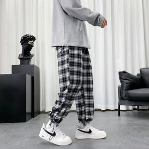 Black And White Checkered Pattern Pants , - Streetwear Pants - Slick Street