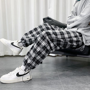 Black And White Checkered Pattern Pants , - Streetwear Pants - Slick Street