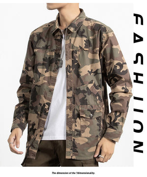 Classic Safari Camo Style Patch Pocket Jacket , - Streetwear Jacket - Slick Street