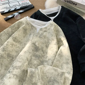 Fake Two Piece Tie-Dye Sweatshirt , - Streetwear Sweatshirts - Slick Street