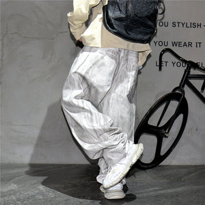 Distressed Dirty White Baggy Pants , - Streetwear Pants - Slick Street