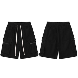 Cargo Track Multi Pockets Shorts Black, S - Streetwear Shorts - Slick Street