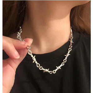 Y2K Punk Wire Necklace & Bracelet , - Streetwear Necklace - Slick Street