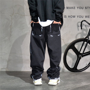 Ebony Black Splash Paint Style Pants , - Streetwear Pants - Slick Street