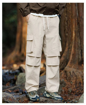 Plain Color Hiking Style Knee Pocket Pants , - Streetwear Pants - Slick Street