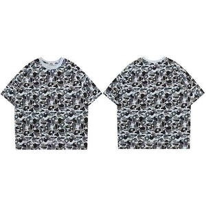 Snappy Crocodile Star Camouflage Design T-Shirt Grey, S - Streetwear T-Shirts - Slick Street