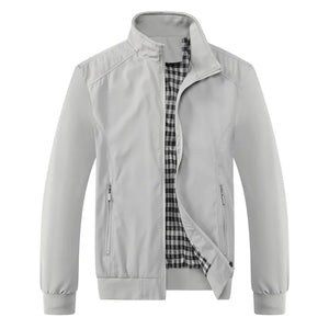 Plain Color Checkered Style Jacket Grey, M - Streetwear Jacket - Slick Street
