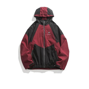 Heart Patchwork Zipper Bomber Jacket Burgundy, XS - Streetwear Jacket - Slick Street