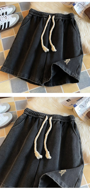 Gothic Washed Knee Length Shorts , - Streetwear Shorts - Slick Street