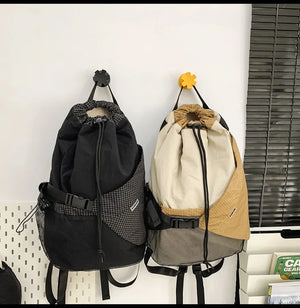 Two Tone Drawstring Backpack , - Streetwear Bag - Slick Street