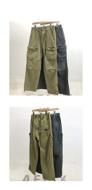 Tactical Straight Leg Elastic Waist Pants , - Streetwear Pants - Slick Street