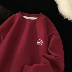 Cute Dog Graphic Waffle Fabric Sweater Red, XXS - Streetwear Sweater - Slick Street