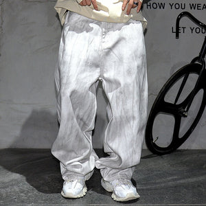 Distressed Dirty White Baggy Pants , - Streetwear Pants - Slick Street