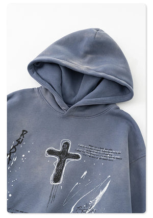 Crucifix Cross Graphic Pullover Hoodie , - Streetwear Hoodie - Slick Street