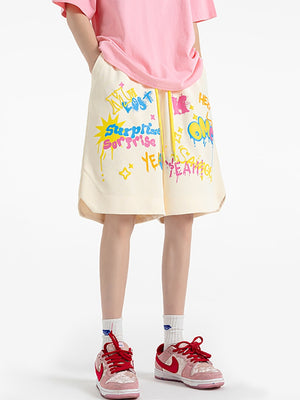 SAVAGE Colorful Neon Style Shorts Beige, XS - Streetwear Shorts - Slick Street