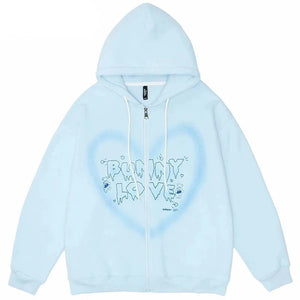 Bunny Lover Graffiti Heart Shape Hoodie , - Streetwear Hoodie - Slick Street