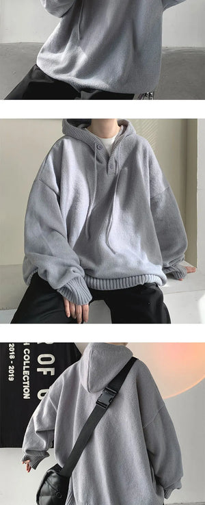 Solid Color Knitwear Pullover Hoodie , - Streetwear Hoodie - Slick Street