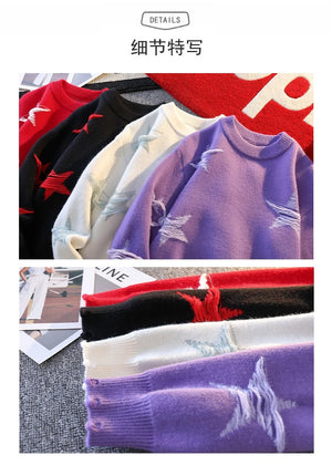 Pentagram Star Shaped Knitted Sweater , - Streetwear Sweater - Slick Street