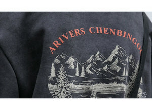 Gray Color Mountain Valley Design Sweater , - Streetwear Sweater - Slick Street