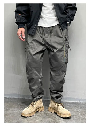 Multi-Pocket Elastic Waist Cargo Pants , - Streetwear Pants - Slick Street