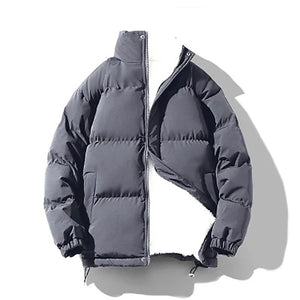 Self Color Zipper Padded Jacket Gray, XS - Streetwear Jacket - Slick Street