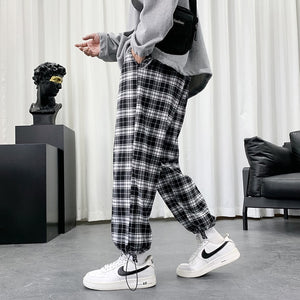 Black And White Checkered Pattern Pants , - Streetwear Pants - Slick Street