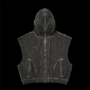 Punk Rock Gothic Ripped Style Sleeveless Hoodie , - Streetwear Hoodie - Slick Street