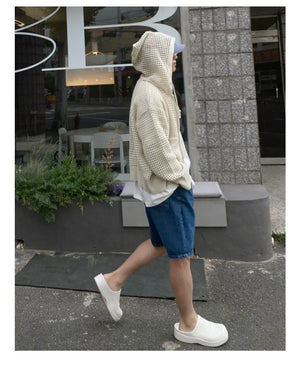 Hollow Knitted Cardigan Long Sleeve Hooded , - Streetwear Hoodie - Slick Street