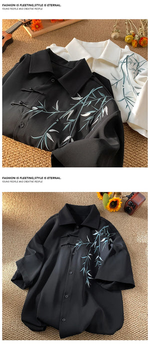 Floral Leaves Short Sleeve Shirt , - Streetwear T-Shirts - Slick Street