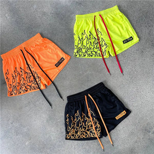 Hot Rod Fire Flame Pattern Shorts , - Streetwear Shorts - Slick Street