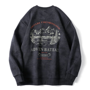 Gray Color Mountain Valley Design Sweater Gray, XS - Streetwear Sweater - Slick Street