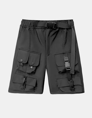 Darkwear Multiple Cargo Buckles Pockets Shorts , - Streetwear Shorts - Slick Street