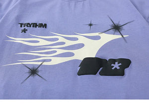 Warrior Fire Flame Graphic Loose T-Shirt , - Streetwear T-Shirts - Slick Street