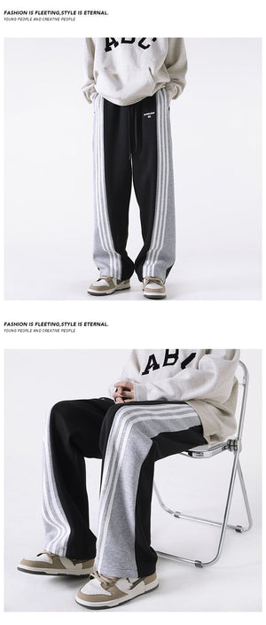 Three Bar Code Side Stripe Track Pants , - Streetwear Pants - Slick Street