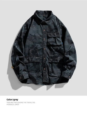Camouflage Cotton Overshirt , - Streetwear Jackets - Slick Street