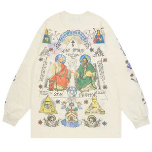 Seventh Heaven Cross Pullover Sweatshirt , - Streetwear Sweatshirts - Slick Street