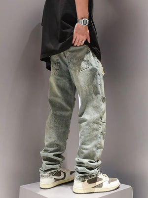SK5 Multi Zipper Ripped Jeans , - Streetwear Pants - Slick Street