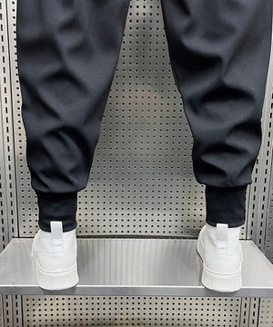 Wrinkled High Waist Button-Up Pants , - Streetwear Pants - Slick Street