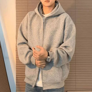 Plain Color Double Zipper Hoodie , - Streetwear Hoodie - Slick Street