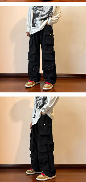 Baggy Style Multi-pockets Tooling Pants , - Streetwear Pants - Slick Street