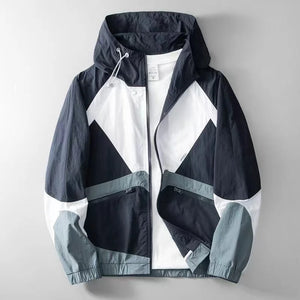 ZK26 Color Block Zipper Jacket Blue, XS - Streetwear Jacket - Slick Street