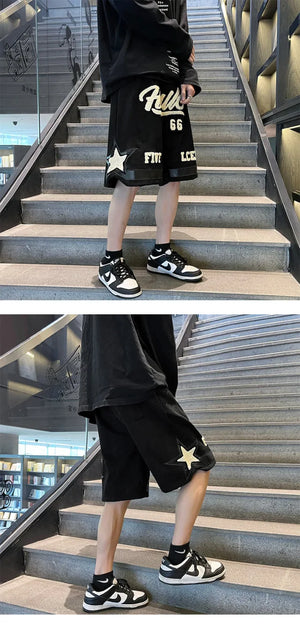 Number 66 Knee Length Shorts , - Streetwear Shorts - Slick Street