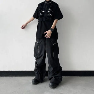 Large Knee Pocket Baggy Pants , - Streetwear Pants - Slick Street