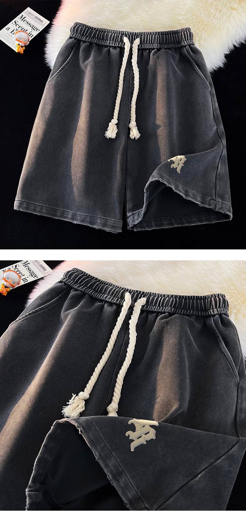 Gothic Washed Knee Length Shorts ,  - Streetwear Shorts - Slick Street