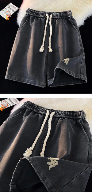 Gothic Washed Knee Length Shorts , - Streetwear Shorts - Slick Street