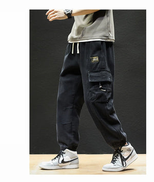 Straight Fit Elastic Ankle Length Pants , - Streetwear Pants - Slick Street