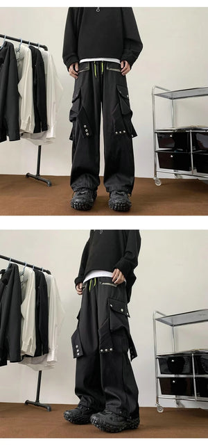 Multi Pockets Button-Up Streetwear Pants , - Streetwear Pants - Slick Street