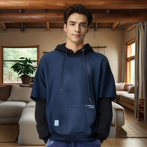 Black And Blue Color Two Piece Hoodie , - Streetwear Hoodie - Slick Street