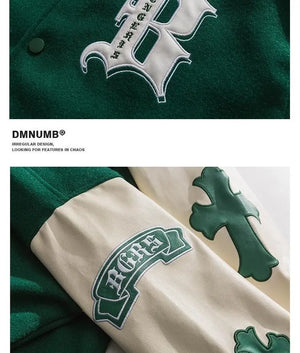 Crucifix Sign Patchwork Raglan Sleeves jacket , - Streetwear Jacket - Slick Street